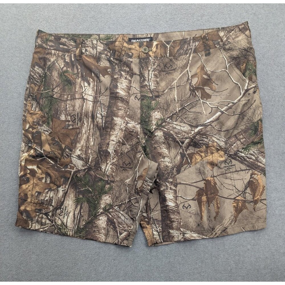 Realtree Shorts Mens 2XL Brown Camo Lined Quick Dry Hunting Polyester Outdoor
